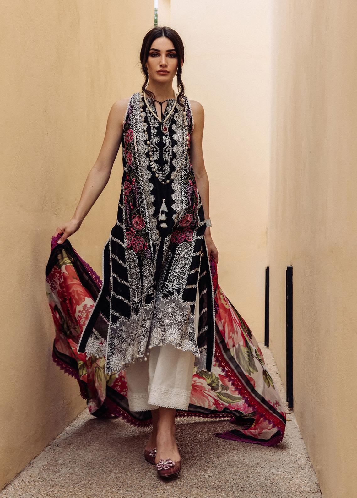 Saira Rizwan Embroidered Lawn Suits Unstitched 3 Piece SR23L SR-04 Salvia - Luxury Collection
