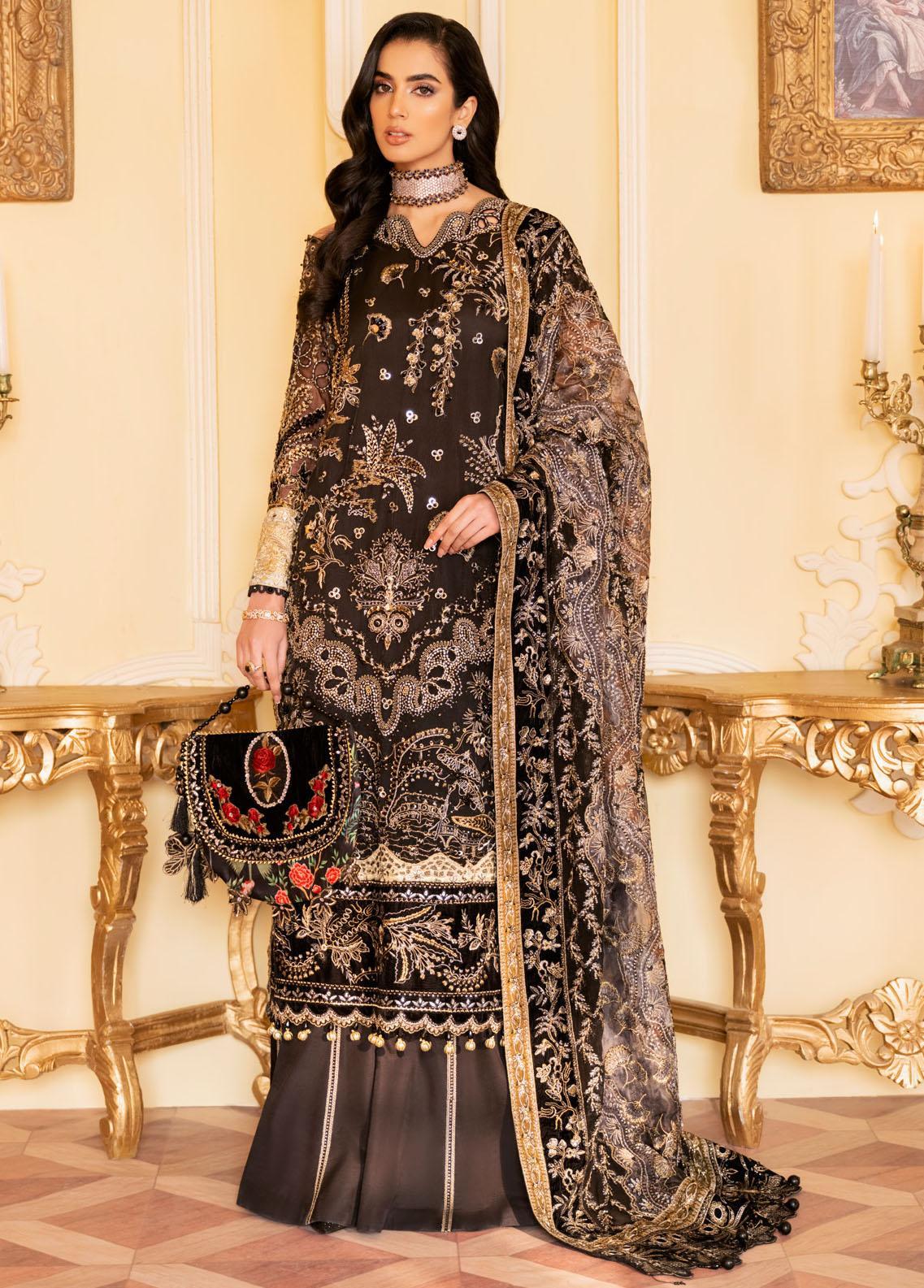 The Royal Palace By Nureh Embroidered Chiffon Suits Unstitched 3 Piece NU23RP NL-48 - Luxury Formal Collection