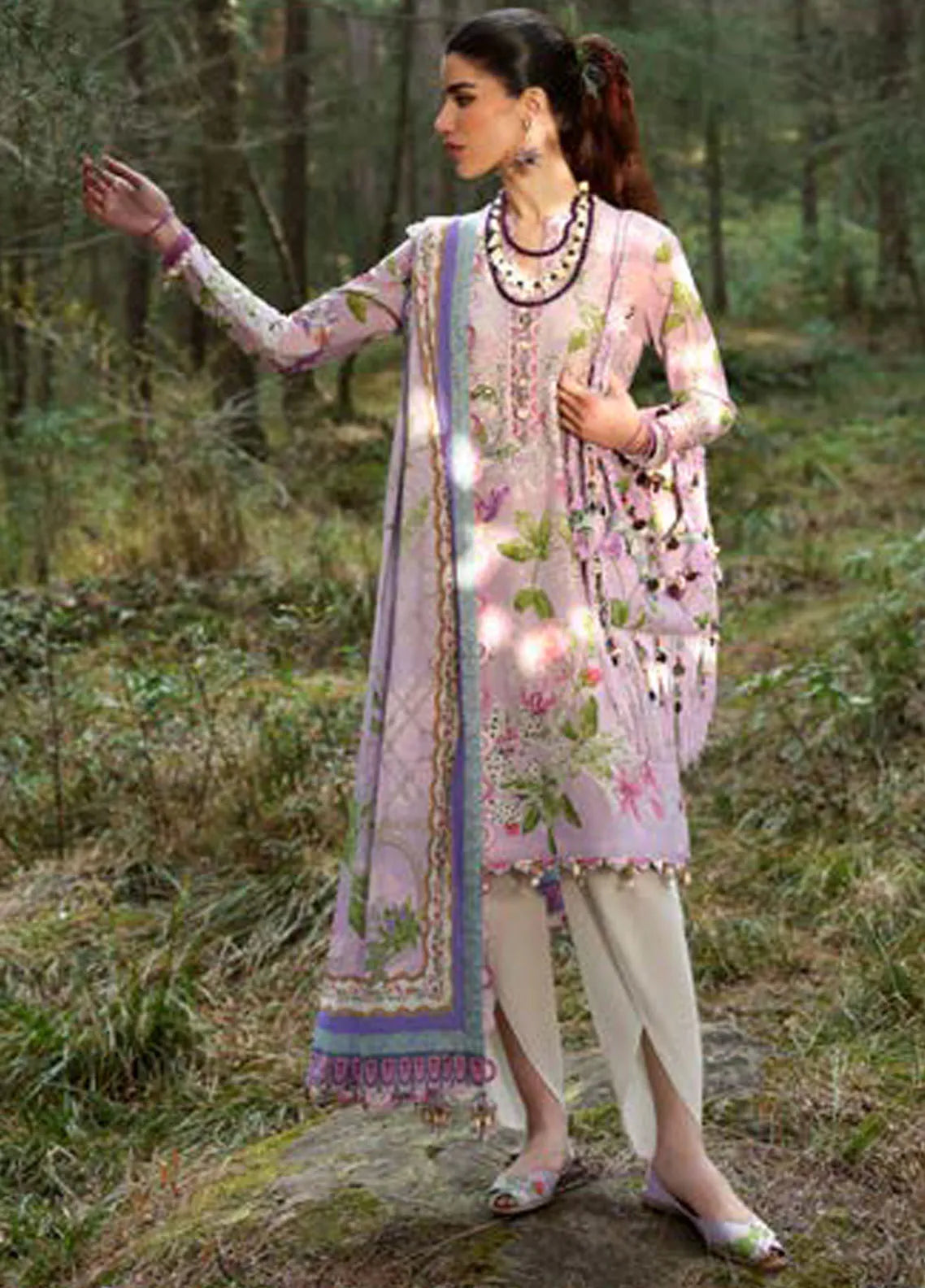 Zaha By Khadijah Shah Embroidered Lawn Suits Unstitched 3 Piece ZL25NL D-02 A Elara - Summer Collection