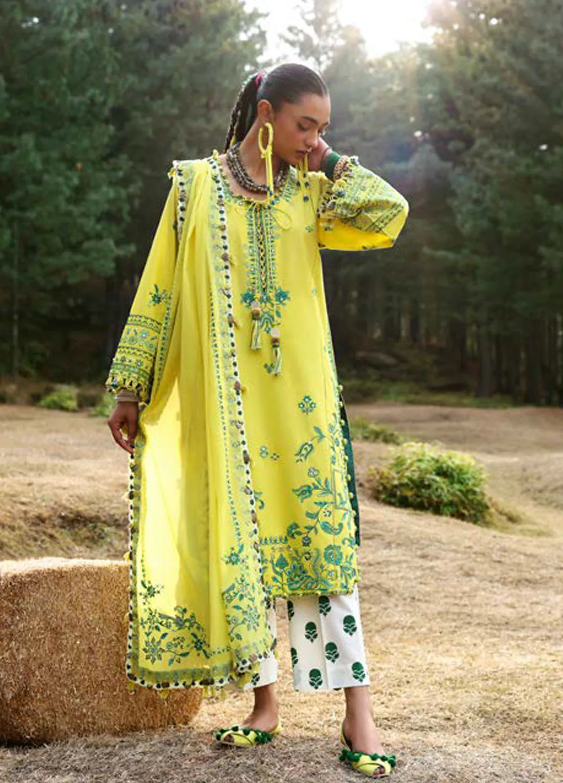 Zaha By Khadijah Shah Embroidered Lawn Suits Unstitched 3 Piece ZL25NL D-10 B Elaya - Summer Collection