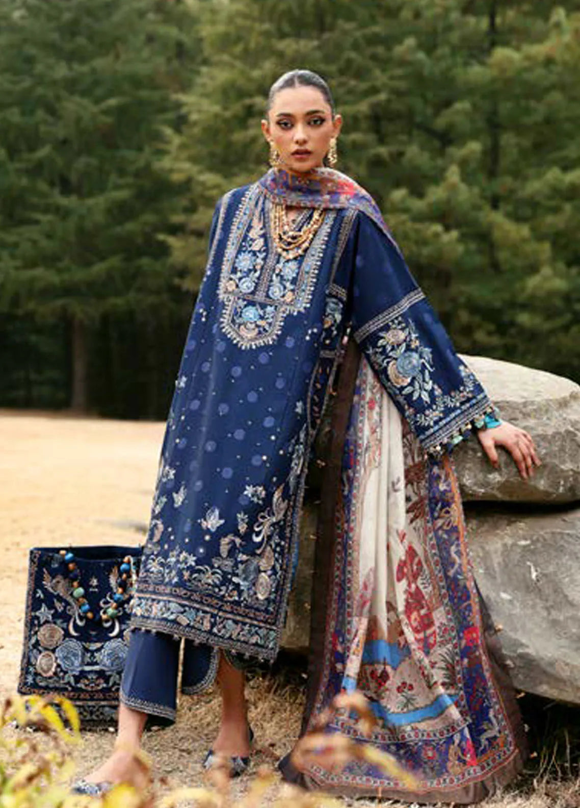 Zaha By Khadijah Shah Embroidered Lawn Suits Unstitched 3 Piece ZL25NL D-12 B Zuri - Summer Collection