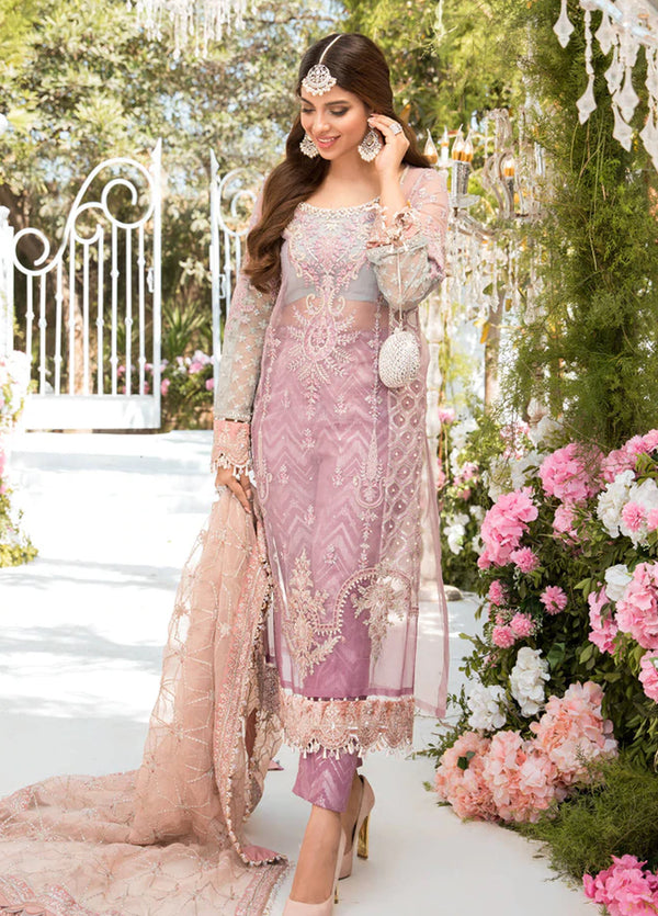 Unstitched MBROIDERED - Shades of Lilac Pink and Blue grey (BD-2105)