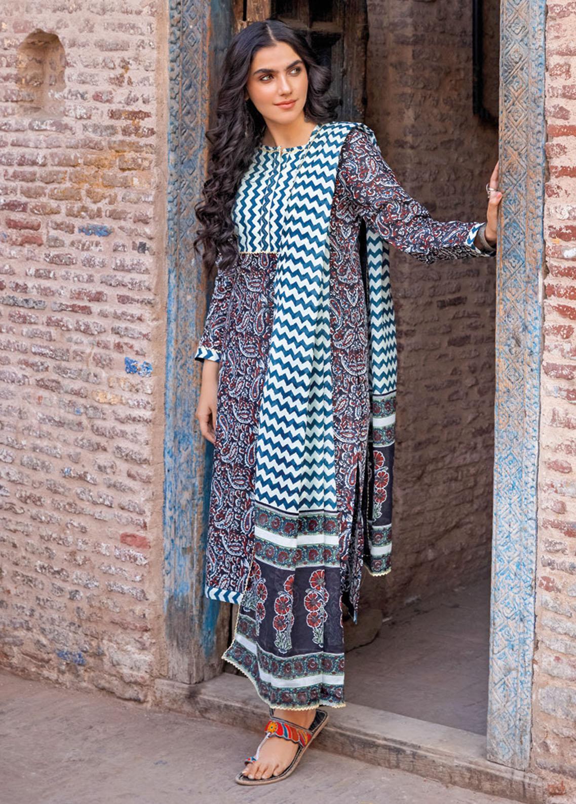Vintage Garden By Gul Ahmed Printed Lawn Suits Unstitched 3 Piece GA23V CL-32234A - Summer Collection