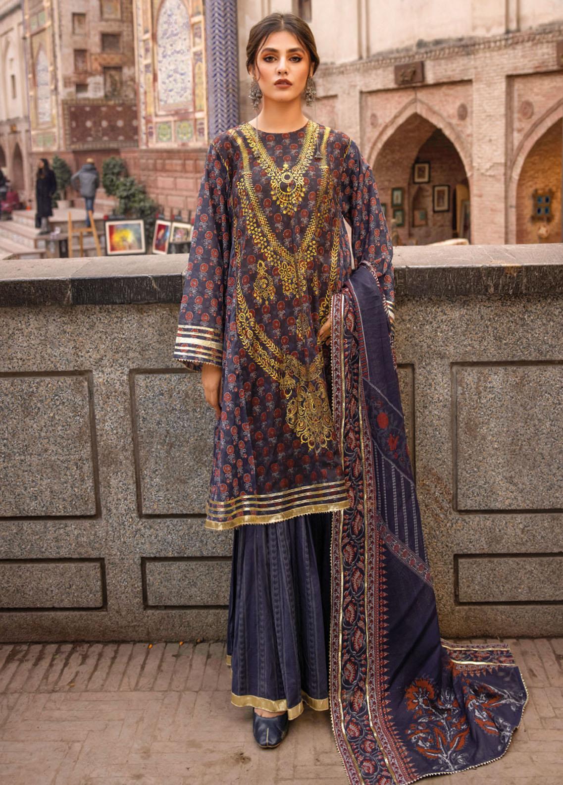 Vintage Garden By Gul Ahmed Printed Lawn Suits Unstitched 3 Piece GA23V CL-32445B - Summer Collection