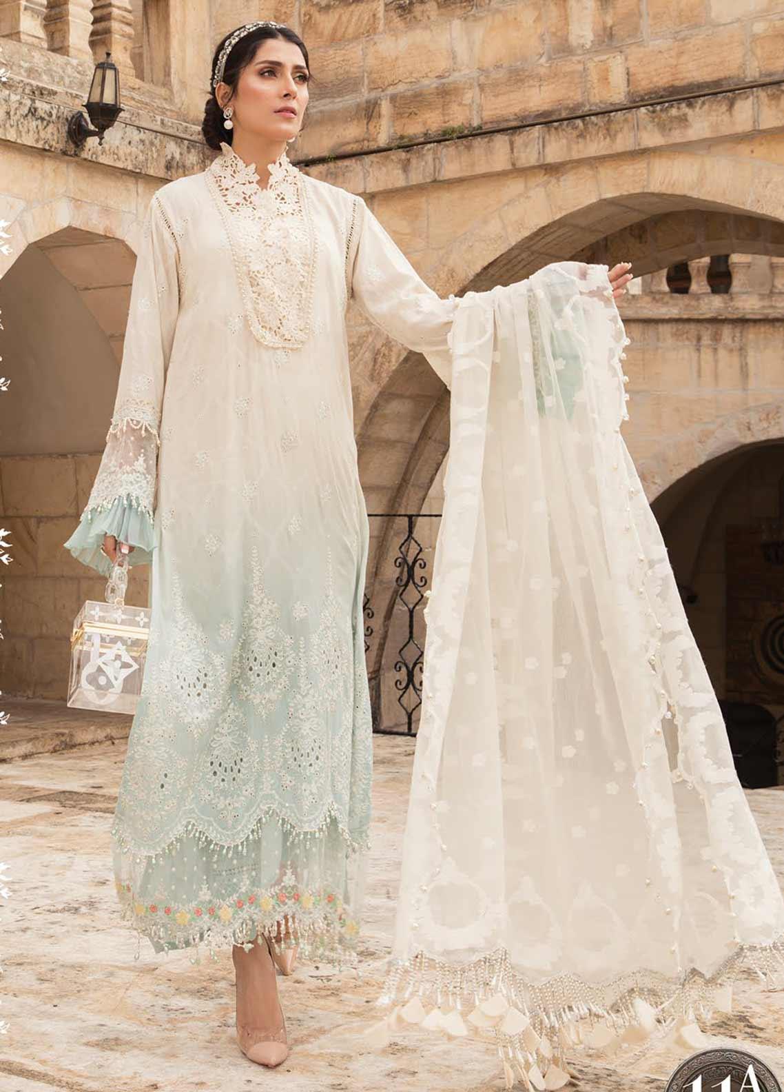 Maria B Embroidered Lawn Suits Unstitched 3 Piece MB21L 11-A - Summer Collection