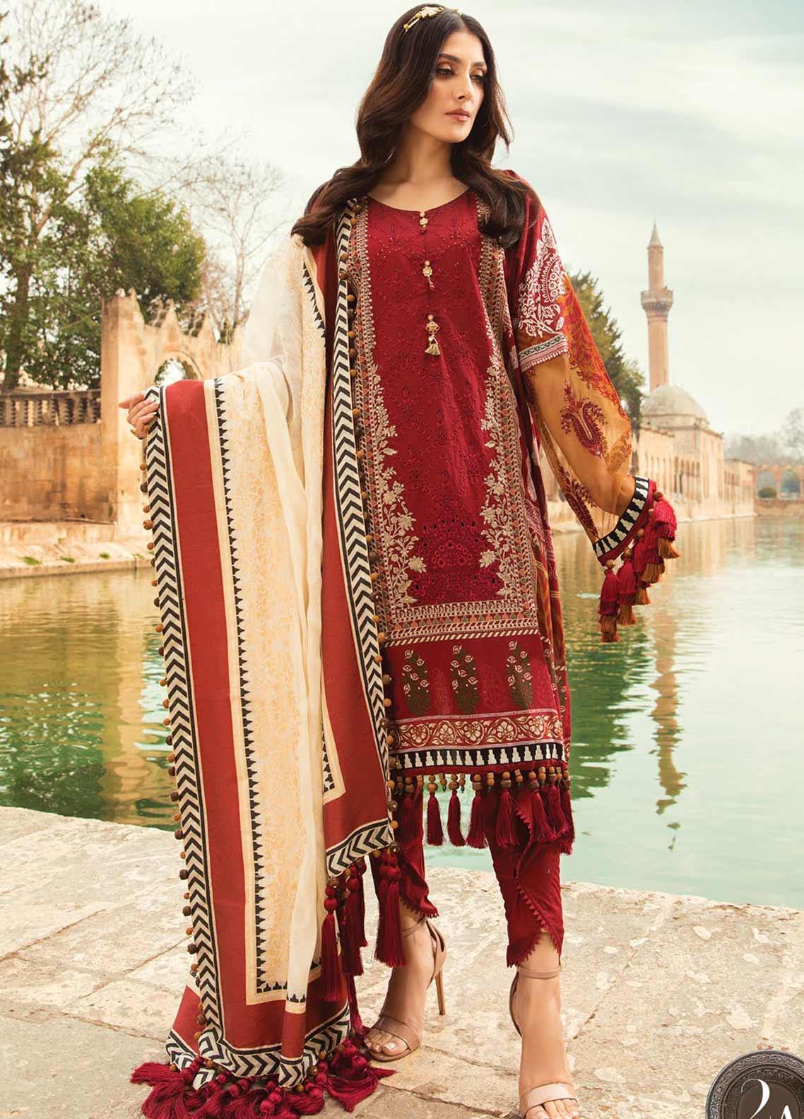 Maria B Embroidered Lawn Suits Unstitched 3 Piece MB21L 2-A - Summer Collection