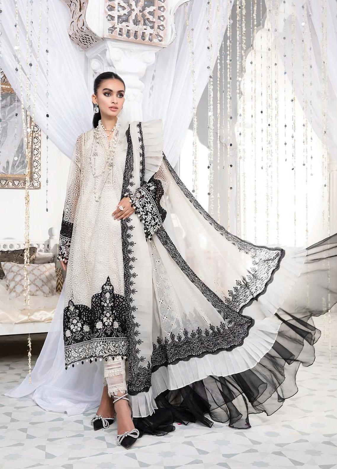 Maria B Embroidered Lawn Suits Unstitched 3 Piece MB22E D5 - Eid Collection