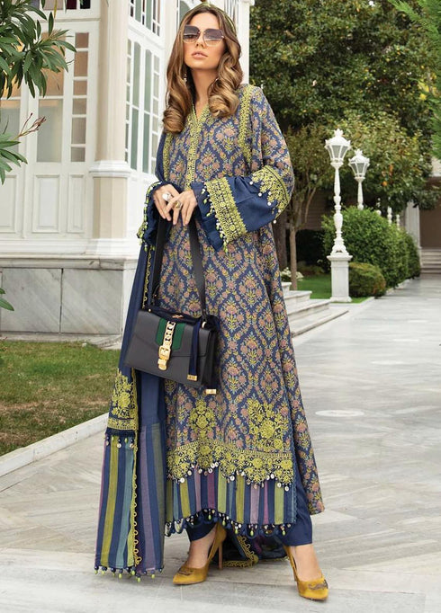 Maria B Embroidered Linen Suits Unstitched 3 Piece MB21W DL-910 - Winter Collection